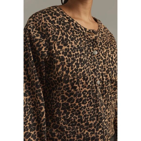 Anthropologie Cora Patch Pocket Jacket Maeve Leopard Animal Print Size XS Blazer - Picture 6 of 14